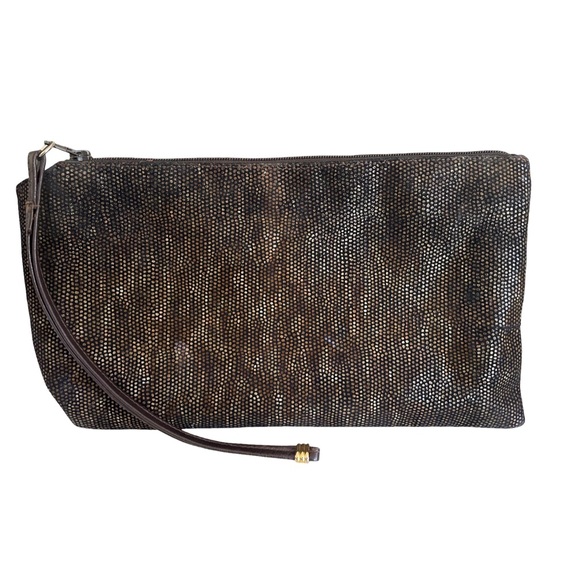 Timothy Hitsman Vintage Brown Scaled Textured Clutch/Wristlet - Picture 1 of 7